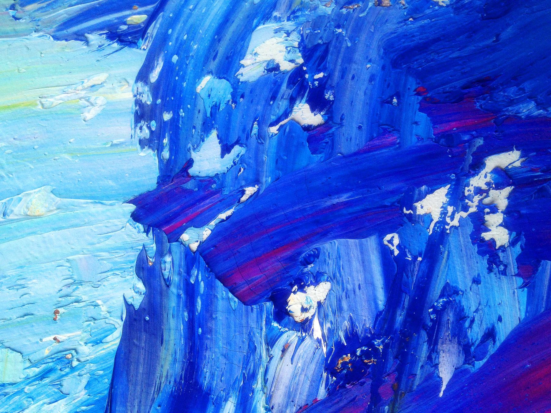 Blue abstract oil painting with heavy texture