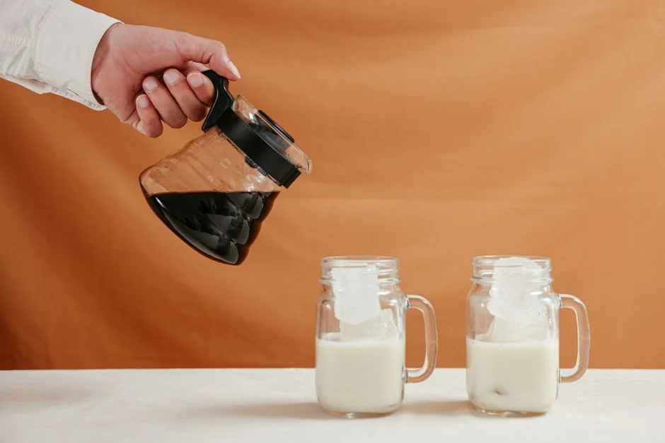 Cold brew coffee in a glass with ice