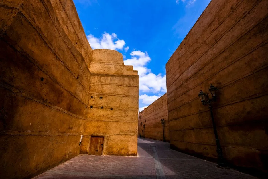 A terracotta alley in the Marrakech medina